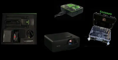 Items included in the lux package: 1 projector, 1 illumibot control system, 1 all weather enclosure